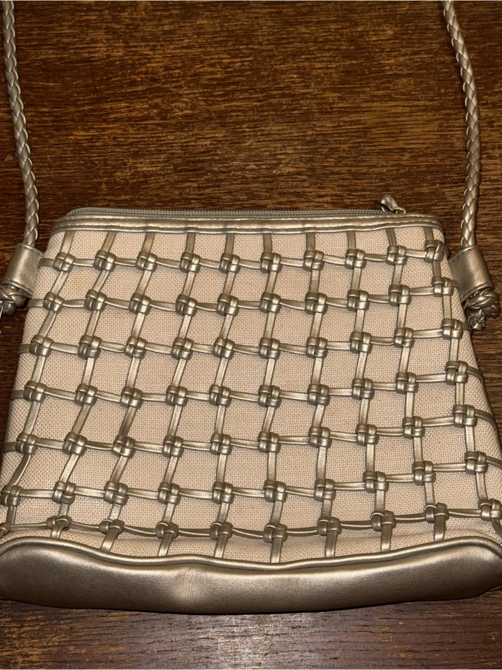 EUC Tiannl Tianni metallic woven detail handbag with braided shoulder strap